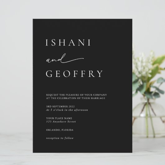 Zwart-wit Alles in één maat 6,5 "x8,75" bruiloft Kaart (Staand voorkant)