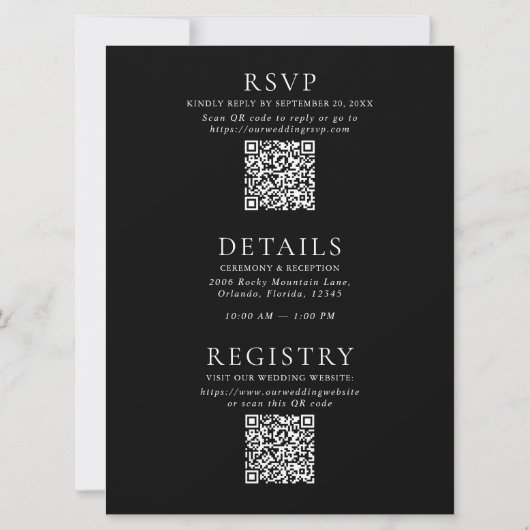 Zwart-wit Alles in één maat 6,5 "x8,75" bruiloft Kaart (Achterkant)