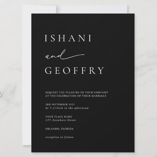 Zwart-wit Alles in één maat 6,5 "x8,75" bruiloft Kaart (Voorkant)