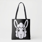 Zwart-wit Alpaca Head Canvas tas van Wighar (Voorkant)