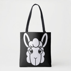Zwart-wit Alpaca Head Canvas tas van Wighar