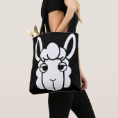 Zwart-wit Alpaca Head Canvas tas van Wighar (Dichtbij)