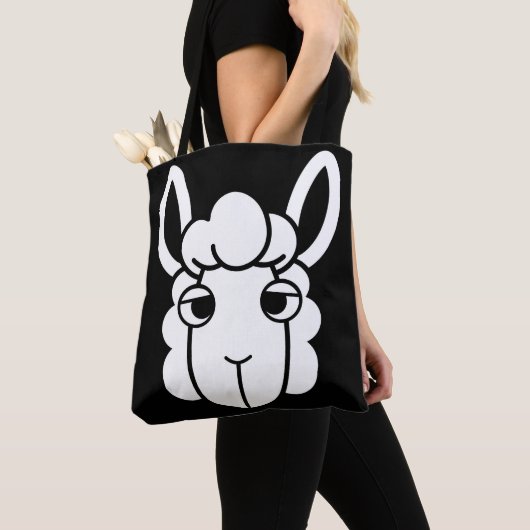 Zwart-wit Alpaca Head Canvas tas van Wighar (Dichtbij)