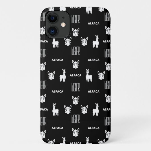 Zwart-wit Alpaca iPhone 11 Hoesjes van Wighar (Achterkant)