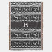 Zwart-wit Alpine Patroon Rendier - Monogram Deken (Voorkant Verticaal)