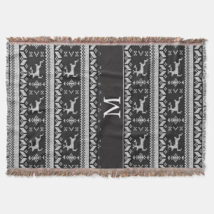 Zwart-wit Alpine Patroon Rendier - Monogram Deken