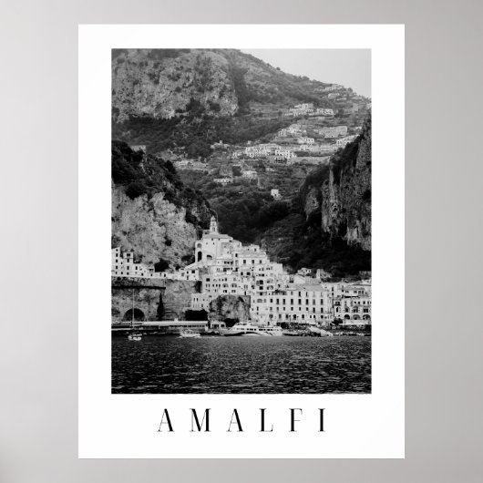 Zwart-wit Amalfi klassiek poster (Voorkant)