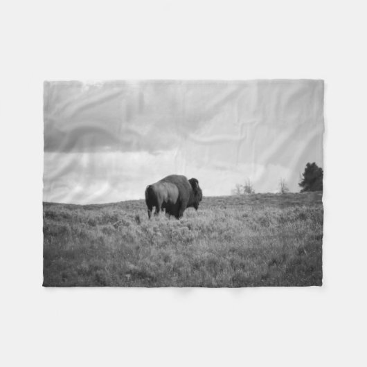 Zwart-wit Amerikaanse bizon staat klein Fleece Deken (Voorkant (Horizontaal))