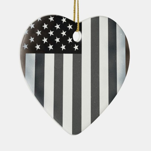 Zwart & Wit Amerikaanse vlag Keramisch Ornament (Rechts)