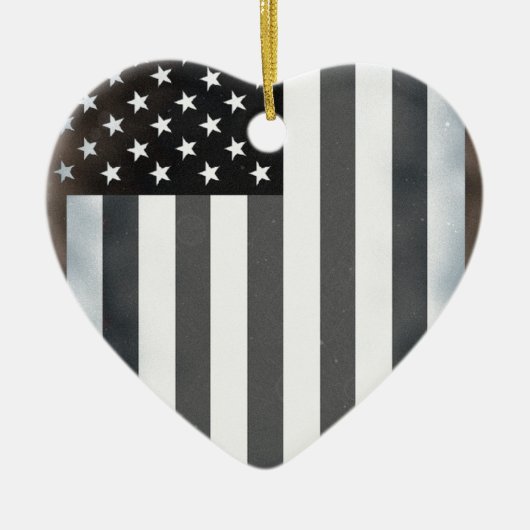 Zwart & Wit Amerikaanse vlag Keramisch Ornament (Voorkant)