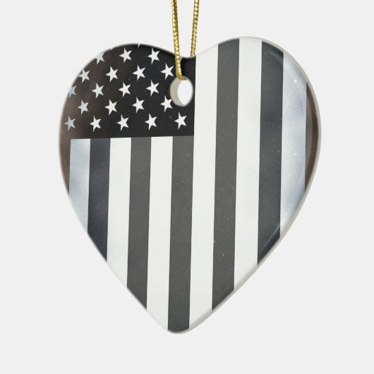 Zwart & Wit Amerikaanse vlag Keramisch Ornament (Links)