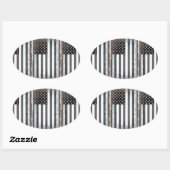 Zwart & Wit Amerikaanse vlag Ovale Sticker (Vel)