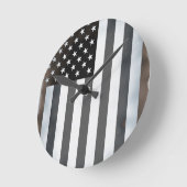 Zwart & Wit Amerikaanse vlag Ronde Klok (Hoek)