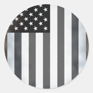 Zwart & Wit Amerikaanse vlag Ronde Sticker
