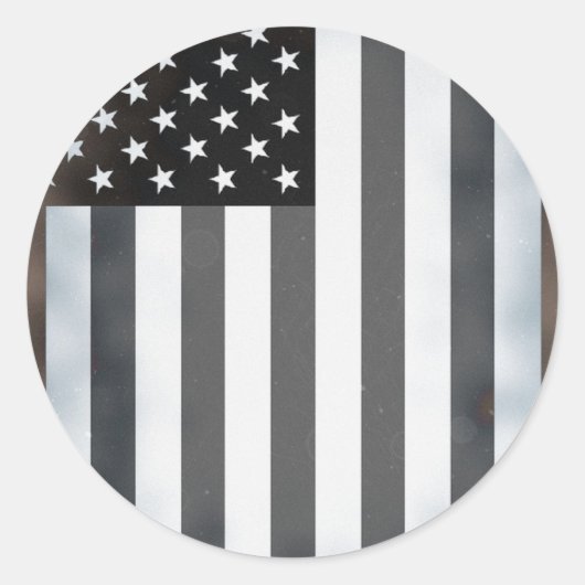 Zwart & Wit Amerikaanse vlag Ronde Sticker (Voorkant)