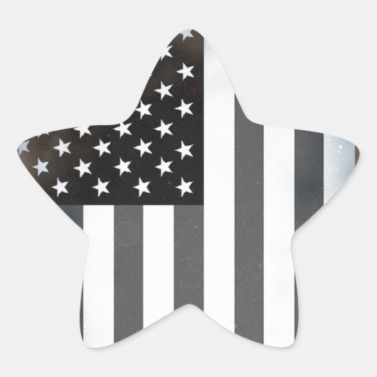 Zwart & Wit Amerikaanse vlag Ster Sticker (Voorkant)