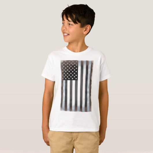 Zwart & Wit Amerikaanse vlag T-shirt (Voorkant volledig)