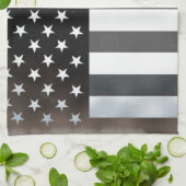 Zwart & Wit Amerikaanse vlag Theedoek (Gevouwen)