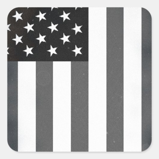 Zwart & Wit Amerikaanse vlag Vierkante Sticker (Voorkant)