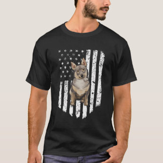 Zwart Wit Amerikaanse vlag Zweeds Vallhund 4e van T-shirt