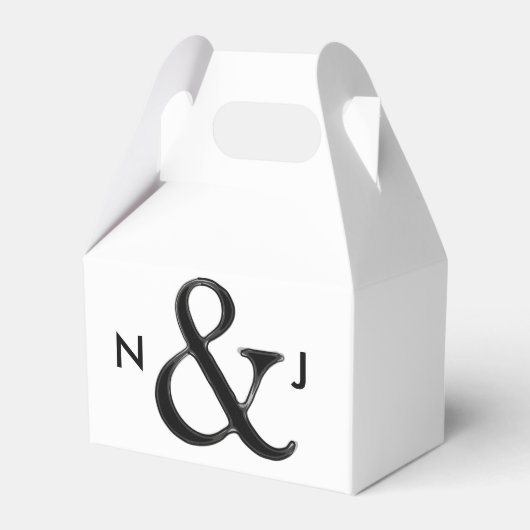 Zwart & Wit Ampersand Chic Aangepaste Trouwgunst Bedankdoosjes (Voorkant Zijde)