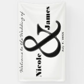 Zwart-wit Ampersand Chic - persoonlijk huwelijk Spandoek (Verticaal)