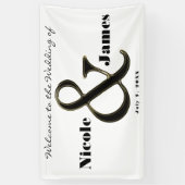 Zwart-wit Ampersand Chic - persoonlijk huwelijk Spandoek (Verticaal)