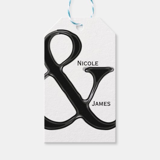 Zwart & Wit Ampersand Chic Trouw Favor Cadeaulabel (Voorkant)