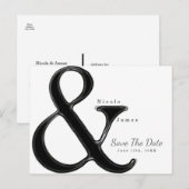 Zwart & Wit Ampersand Huwelijk Save the Date Aankondigingskaart (Voorkant / Achterkant)