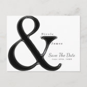 Zwart & Wit Ampersand Huwelijk Save the Date Aankondigingskaart (Voorkant)