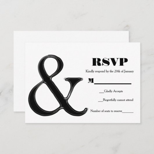 Zwart & Wit Ampersand Modern Chic Trouw RSVP (Voorkant / Achterkant)