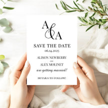Zwart-wit Ampersand Modern Save the Date