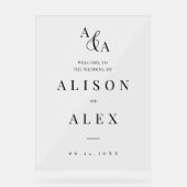 Zwart-wit Ampersand Modern Wedding Invitation Acryl Bord (Voorkant)