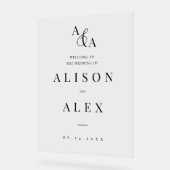 Zwart-wit Ampersand Modern Wedding Invitation Acryl Bord (Hoek)