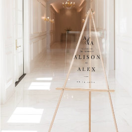 Zwart-wit Ampersand Modern Wedding Invitation Acryl Bord