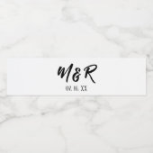 Zwart-wit ampersand Monogram Weddenschap Water Bo Waterfles Etiket (Enkel label)