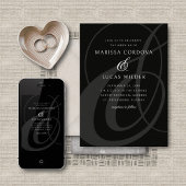 Zwart Wit Ampersand Script QR Code Wedding Kaart
