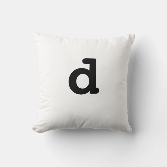 Zwart-wit Anagram Pillow - kleine letters d Kussen (Voorkant)