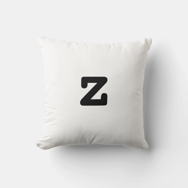 Zwart-wit Anagram Pillow - kleine letters z Kussen (Voorkant)