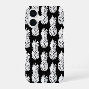 Zwart-wit ananaspatroon iPhone 16 hoesje