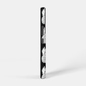 Zwart-wit ananaspatroon met eigen monogram samsung galaxy hoesje (Rechterkant)