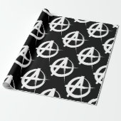 Zwart-wit anarchisme symbool cadeaupapier (Uitgerold)