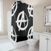 Zwart-wit anarchisme symbool douchegordijn (In situ)