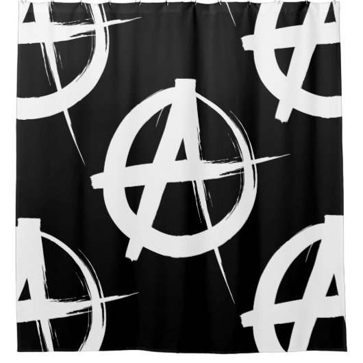 Zwart-wit anarchisme symbool douchegordijn (Voorkant)