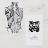 Zwart & Wit Anatomie Art Achterspieren QR Code V2 Visitekaartje (Voorkant / Achterkant)
