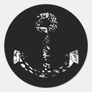 Zwart-wit Anchor Fine Art 2 Ronde Sticker