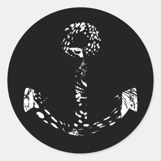 Zwart-wit Anchor Fine Art 2 Ronde Sticker (Voorkant)