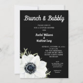 Zwart-wit Anemonen Koppels Bruiloft Douche Kaart (Voorkant)