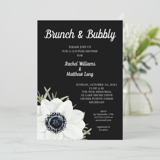 Zwart-wit Anemonen Koppels Bruiloft Douche Kaart (Staand voorkant)