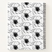 zwart-wit anemonen Patroon Notitieboek (Achterkant)